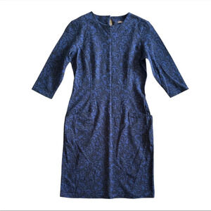 J.McLaughlin women’s Navy blue floral Print 3/4 sleeve catalyst dress size Small